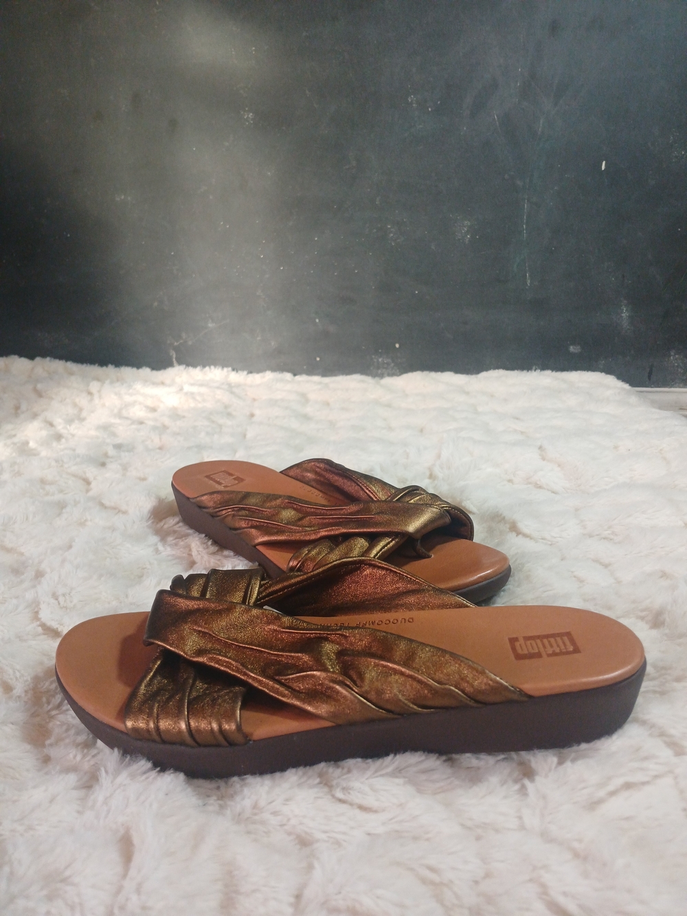 FitFlop Womens Twine Slip On Thong Toe Post Slides Metallic Gold Size 6 - Picture 5 of 11